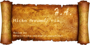 Hicke Annamária névjegykártya